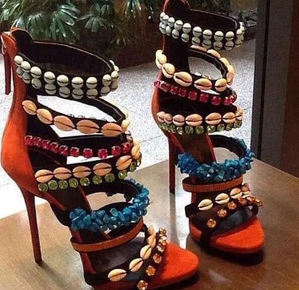 

Босоножки женские Moraima Snc, на высоком каблуке, с разноцветными ракушками, летние