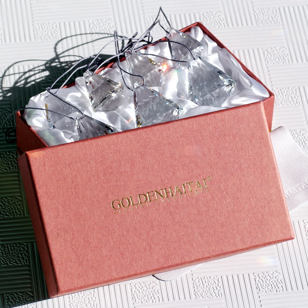 GOLDENHAITAI-colgante de cristal con forma de prisma para decoraci&oacute;n del hogar, adorno de diamante, fabricante de arco&iacute;ris, 30/45mm, 7 unidades-4