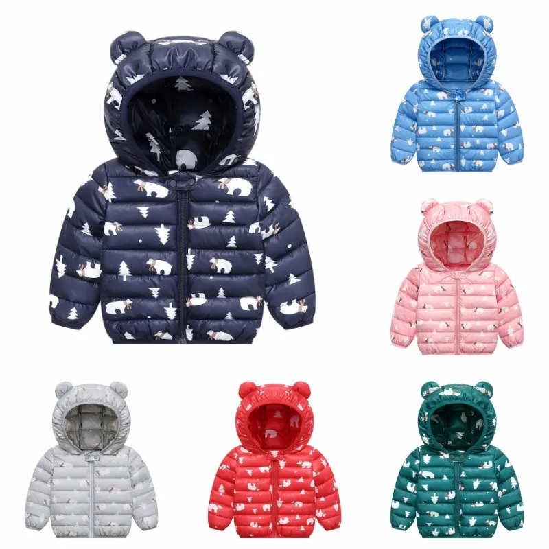 Детская зимняя куртка Новинка осени 2019 пуховая хлопковая одежда с мультяшным