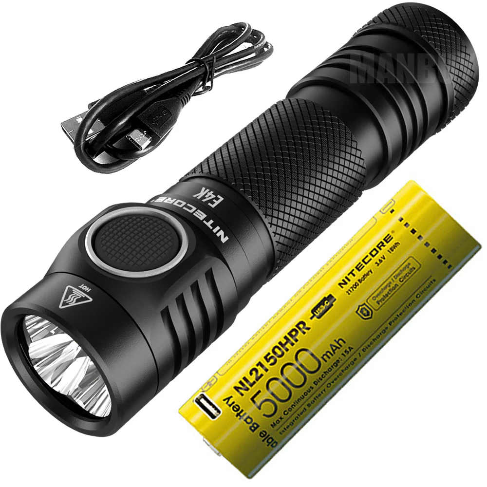 NITECORE 4400 LMs 4xCREE XP-L2 V6 LED E4K Compact EDC Flashlight Outdoor Torch +5000mAh 21700 Rechargeable Battery Free shipping