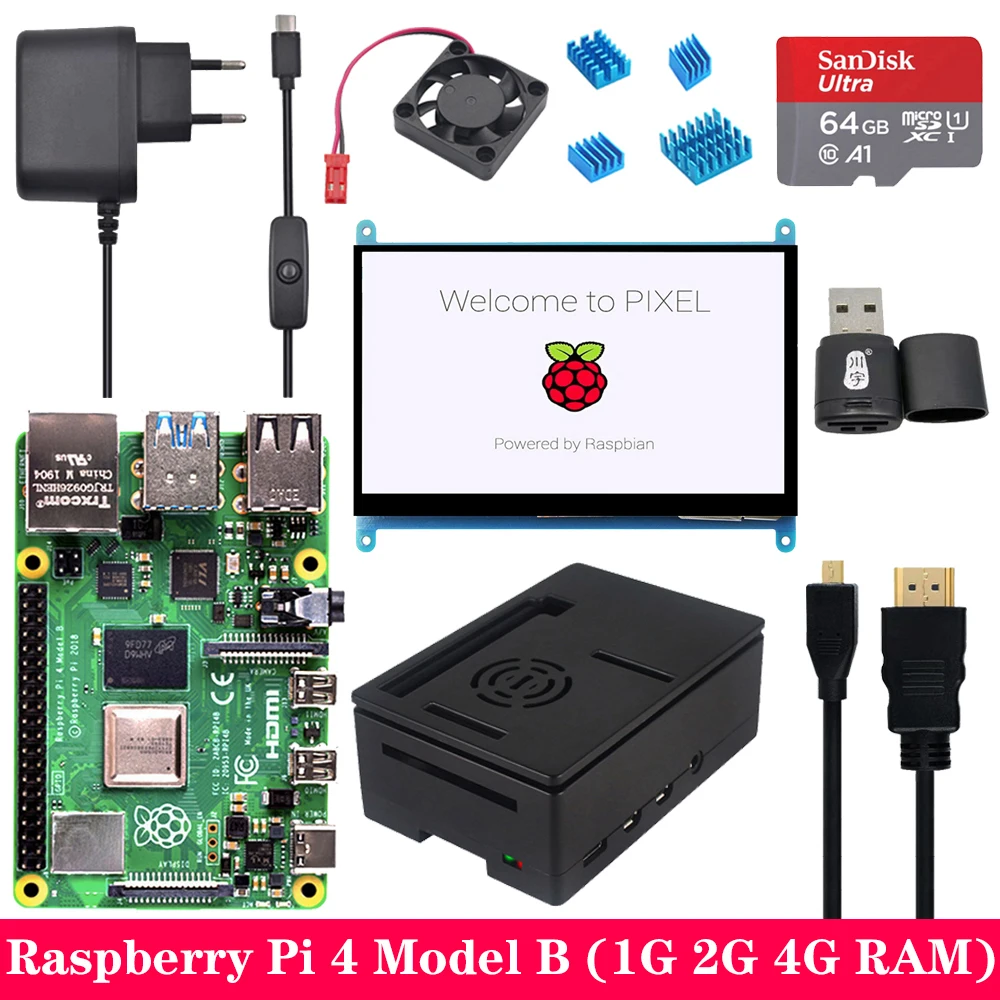 Raspberry Pi 4 Модель B 1Г 2Г сети 4G Оперативная память с 7 дюймов 1024*600 сенсорным экраном