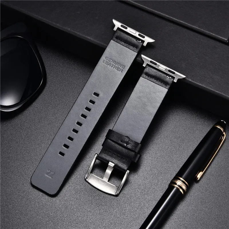 

Elegant Genuine Leather Watchband for Apple Watch Series 6 SE 5 4 3 Men Casual Wach Straps 38mm 40mm 42mm 44mm for iwatch