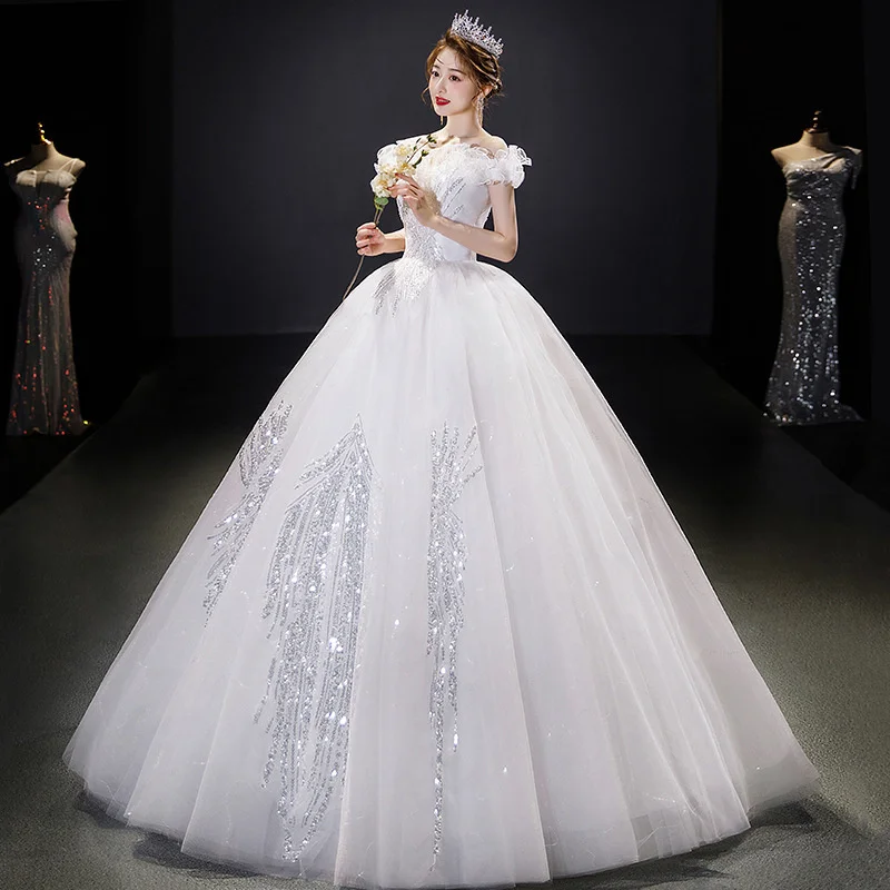 

Милое темпераментное Тюлевое платье принцессы на свадьбу платья для приема 2021 осеннее облегающее свадебное платье кружевное свадебное пла...