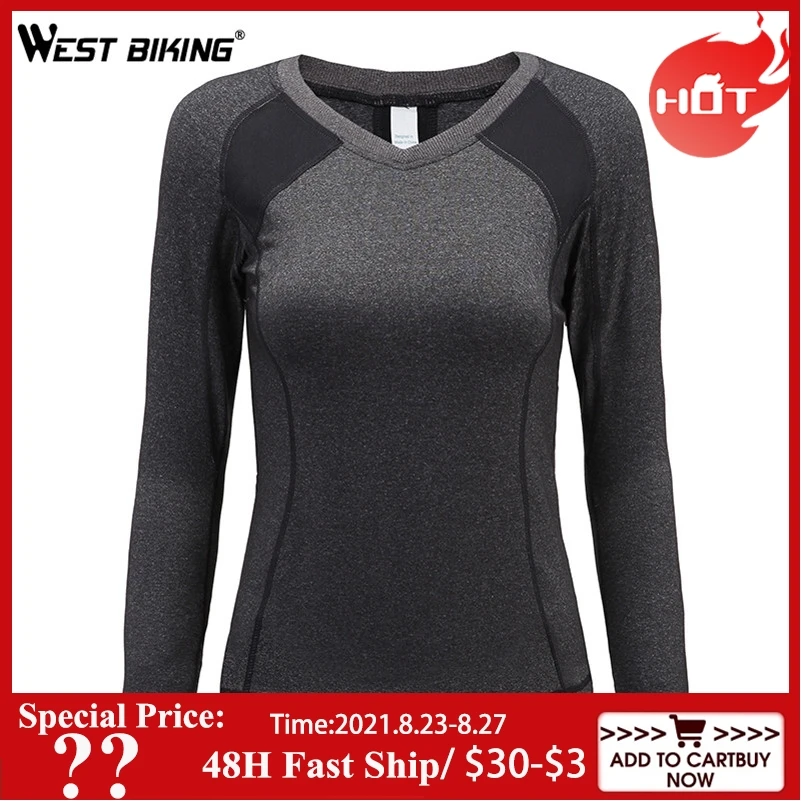 Женская велосипедная спортивная рубашка WEST BIKING дышащая быстросохнущая с длинным