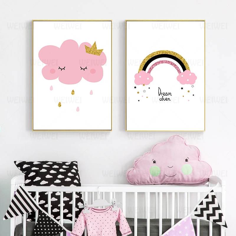 Маленькая принцесса холст детский постер детская комната настенный