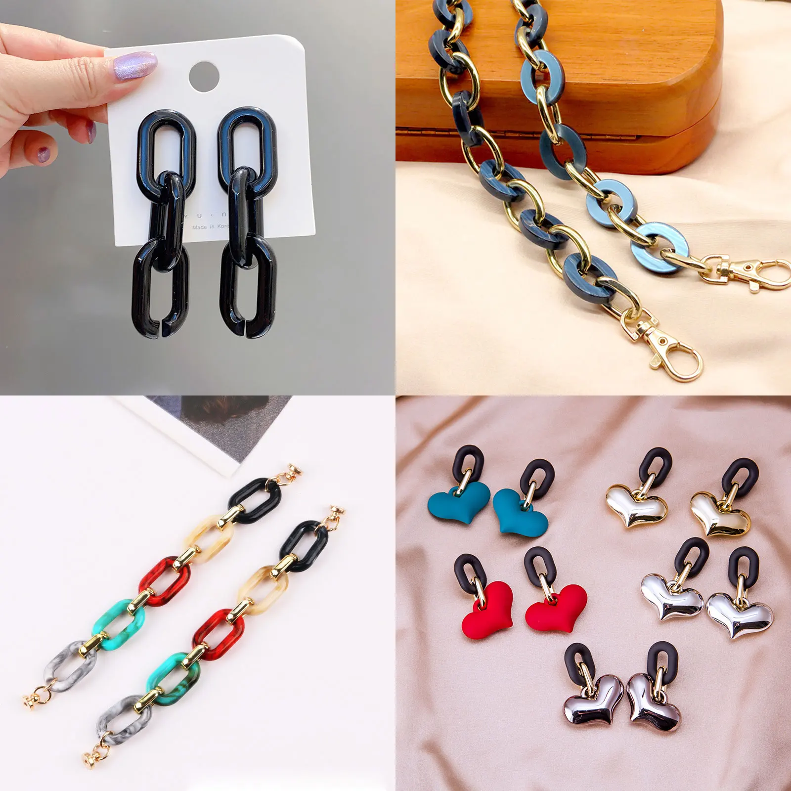 

Овальные звенья для цепочек, соединители для изготовления ювелирных изделий, красные, черные Открытые Кольца для браслета, аксессуары «сде...