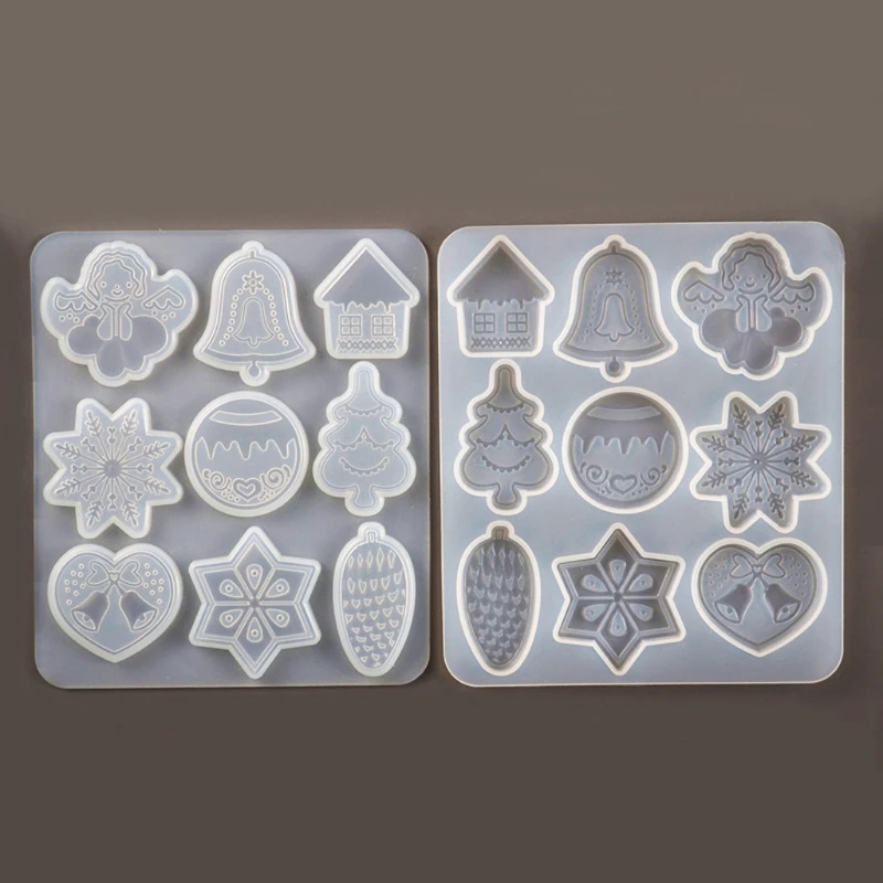 

Christmas Tree Snowflake Elk Pendant Resin Casting Mold Key Chain Christmas Ornament Silicone Resin Mold Art Crafts