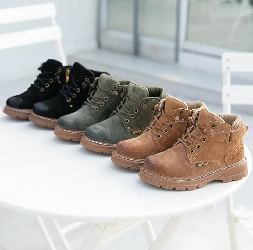 

High Quality Winter Kids Martin Boots Girls Leather Shoes Solid Color Fashion Children Ankle Boots Boys Non-slip Snow Boots Warm