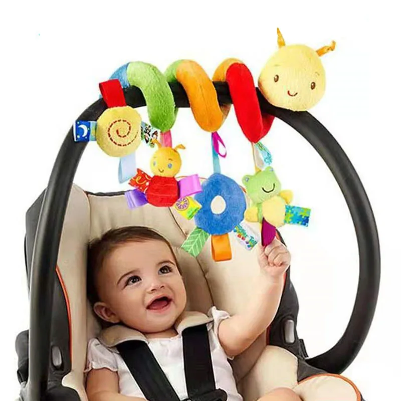 

Kawaii Spiral Crib Stroller Car Seat for Travel Cute Worm Hanging Toys Colorful Gift Baby Rattles Toy Boys Girls Plush Toys
