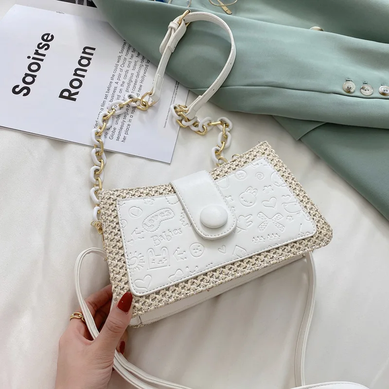 

Womens Handbags Summer Woven Small New 2021 Red Fashion Style Shoulder Messenger Women's Versatile Straw Bag Purses