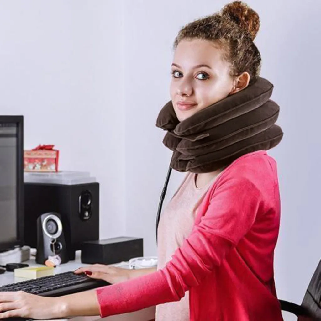 Expandable Pain-Relief Neck Pillow Collar Cervical Traction Brace Support Air Device Soft | Дом и сад