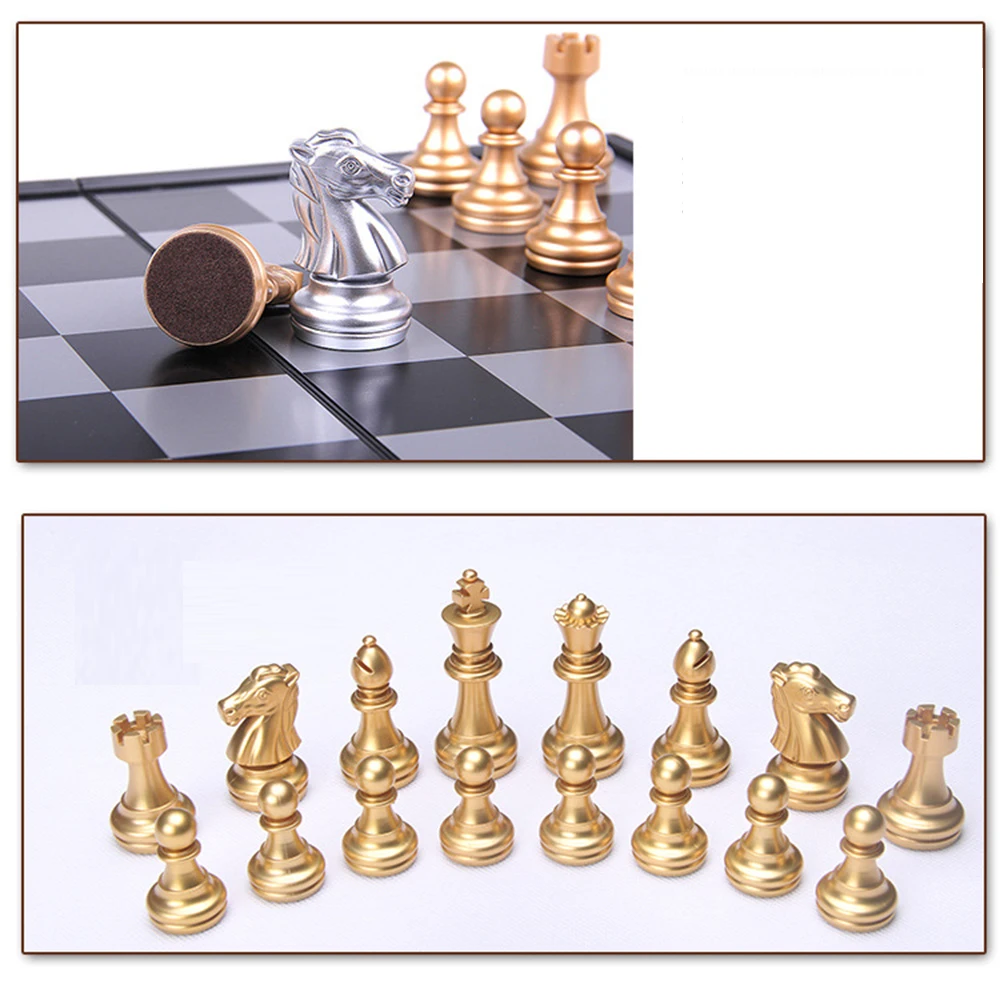 

Medieval Chess Set With High Quality Chessboard 32 Gold Silver Chess Pieces Magnetic Board Game Chess Figure Sets szachy Checker