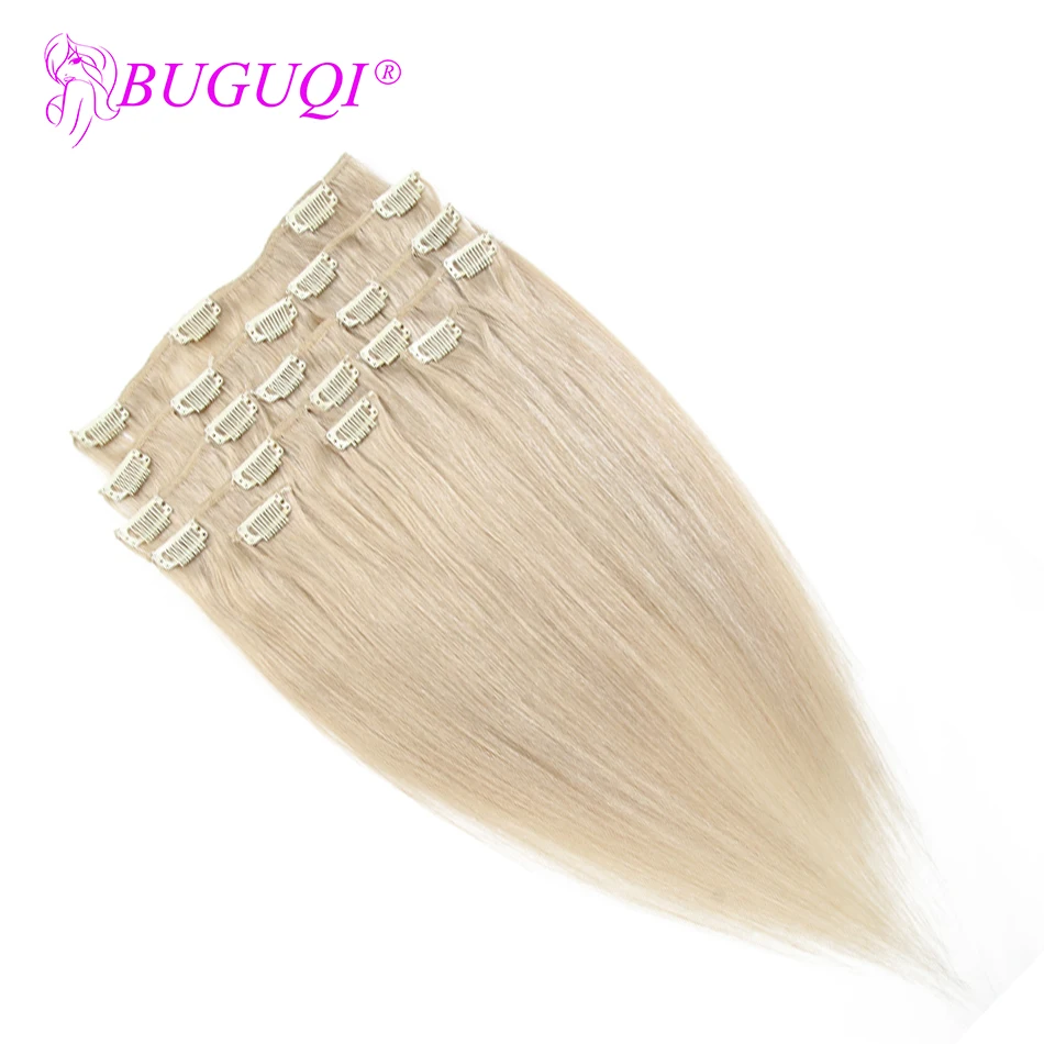 BUGUQI заколки для волос человеческие волосы наращивания перуанские #24 Remy 16 26 дюймов