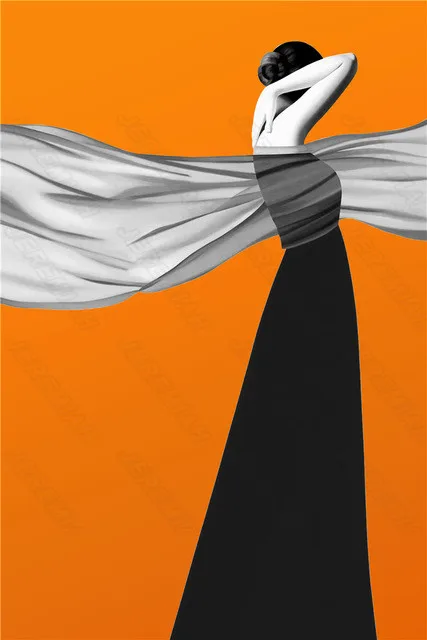 

Trend Girl Character Poster Nordic Style Waterproof Ink Painting Print Painting Modern Living Room Bedroom Wall Stickers