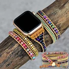 Богемный ремешок для Apple Watch, 38 дюймов, 42 мм, защита сердца, многослойный браслет для Iwatch Series 7, фиолетовая фотография