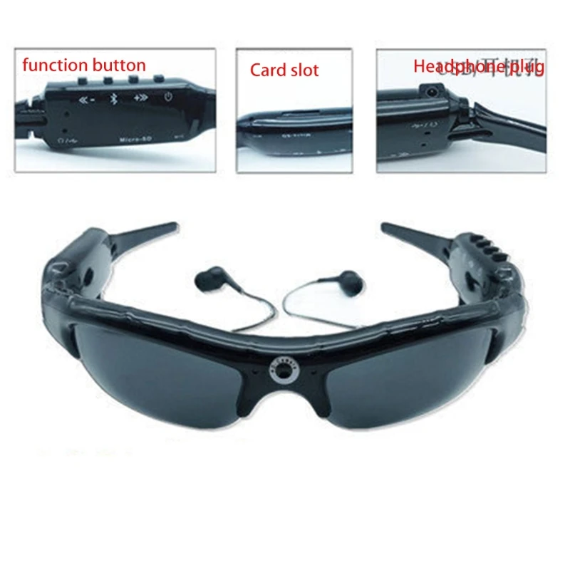구매 1080P 안경 카메라와 블루투스 MP3 플레이어 선글라스 DV 헤드셋 스포츠 운전 법의학 레코더 편광 렌즈 캠코더