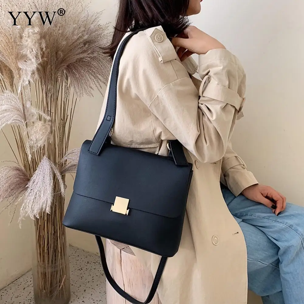 

Medium PU Leather Shoulder Bag Elegant Handbags for Women Designer Bag torebka damska Bags 2021 Women Brand Women's Leather Bag