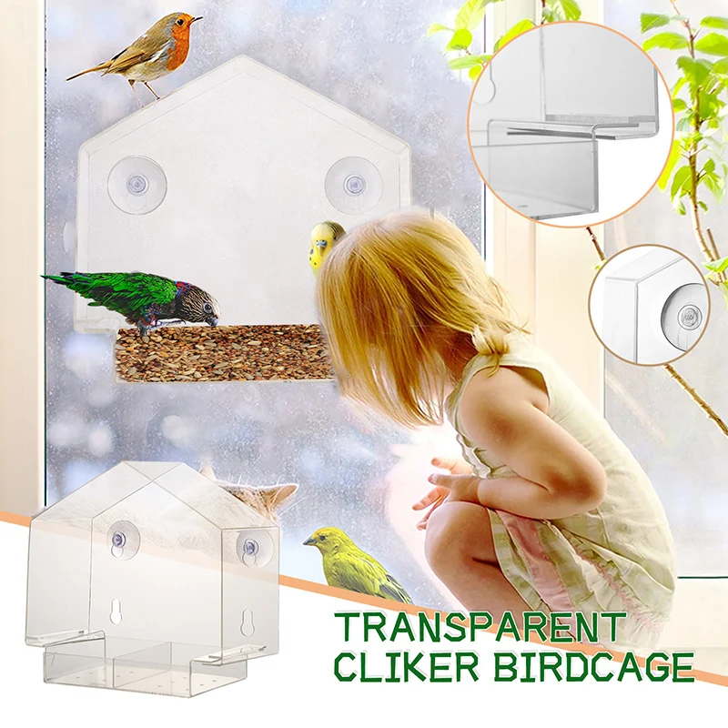 

Window Bird House Feeder with Sliding Seed Holder and 4 Extra Strong Suction Cups Outside Birdhouse Shape part