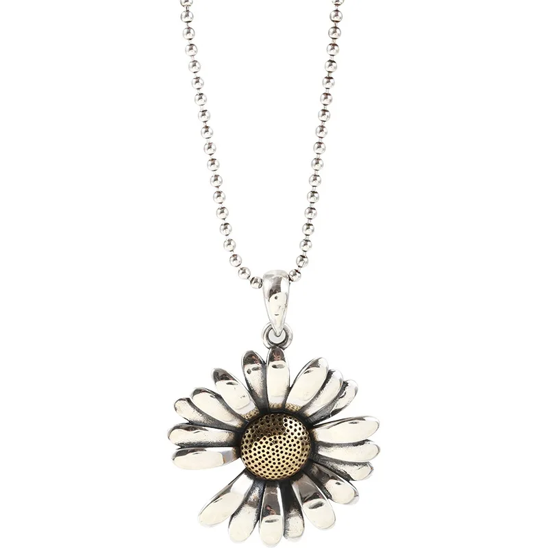 

HOT daisy new necklace female ins hip hop chain sunflower retro bracelet classic trend jewelry necklace gift