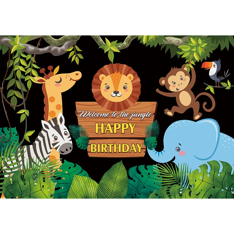 Allenjoy сафари день рождения фон дикий один джунгли животное Вечеринка десерт