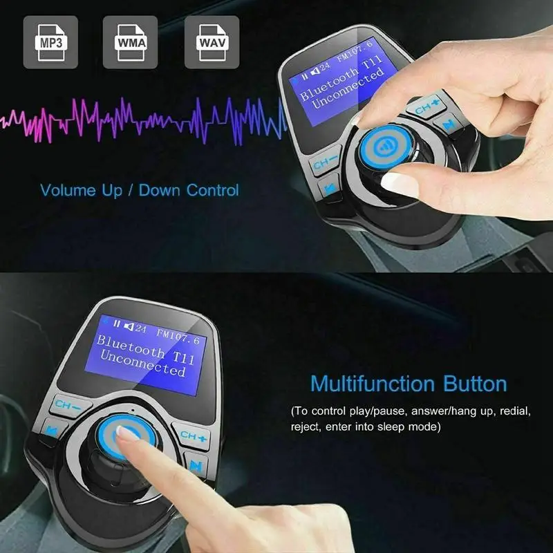 Беспроводной автомобильный комплект громкой связи Bluetooth FM трансмиттер mp3 плеер