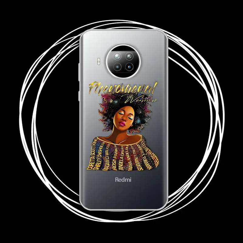 

Fashion Melanin black girl Phone Case Transparent for Xiaomi Redmi note 10 t 8 9 pro lite 11