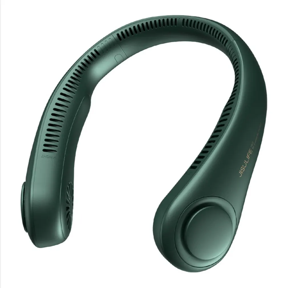 

Mini Neck Fan Portable Bladeless Fan Rechargeable Leafless Hanging Fans Air Cooler Cooling Wearable Neckband Fans dropship 2021
