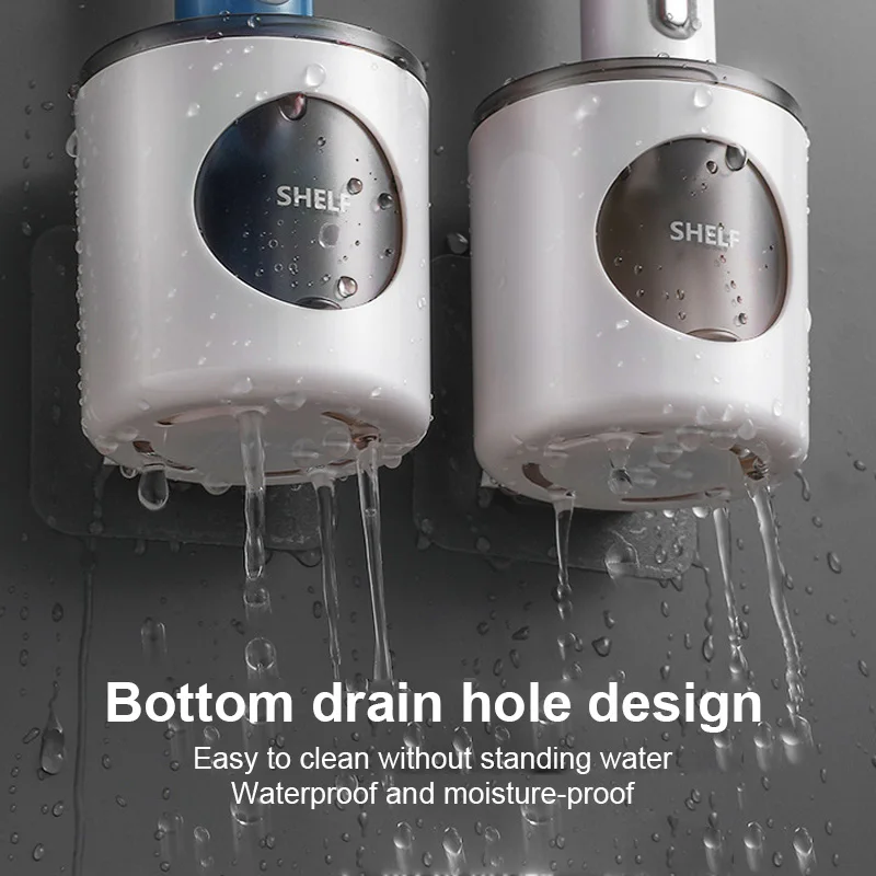 

Electric toothbrush rack bathroom toothbrush rack free perforation wall-mounted toothbrush rack Bottom drain design