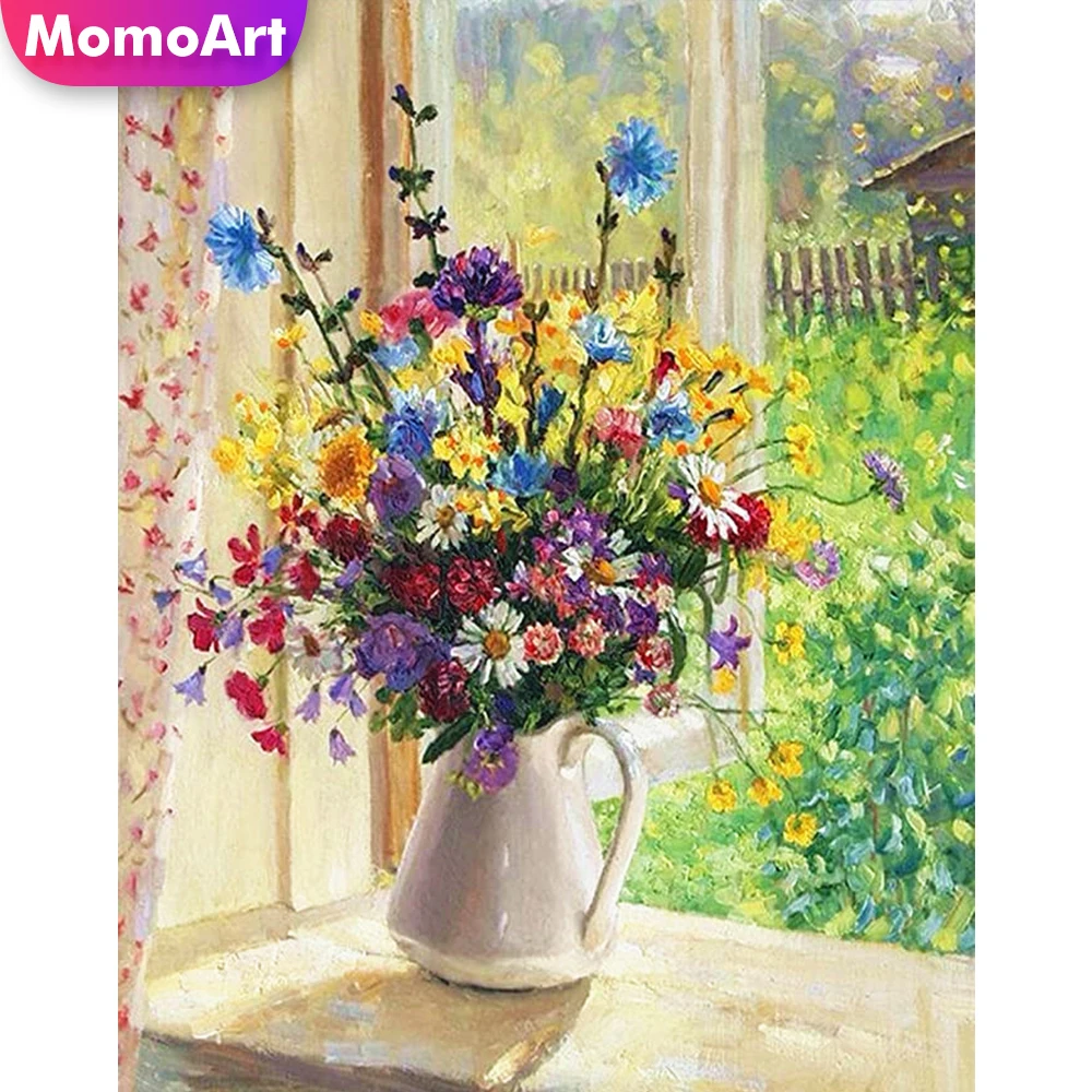 

Momoart Алмазная живопись цветы картина из страз Алмазная мозаика ромашки картины на стену Алмазная вышивка ваза кустарный домашнего декора
