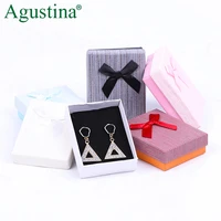 box 2020 new hot engagement ring earrings necklace bow square jewelry organizer display gift holder red navy black pink wedding
