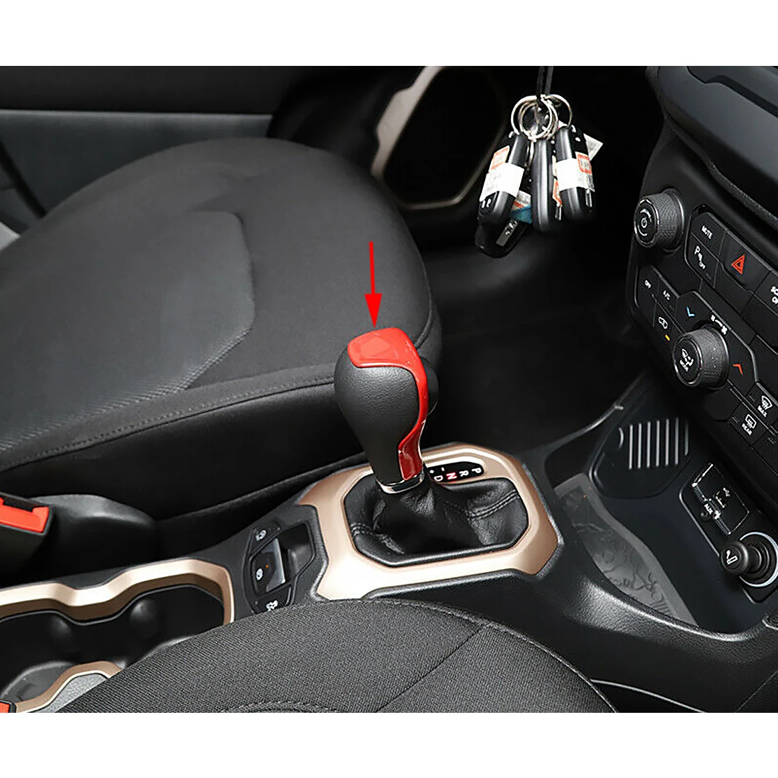 

CITALL Red Inner Gear Shift Lever Knob Cover Trim Fit For Jeep Cherokee 2014 2015 2016 2017 2018