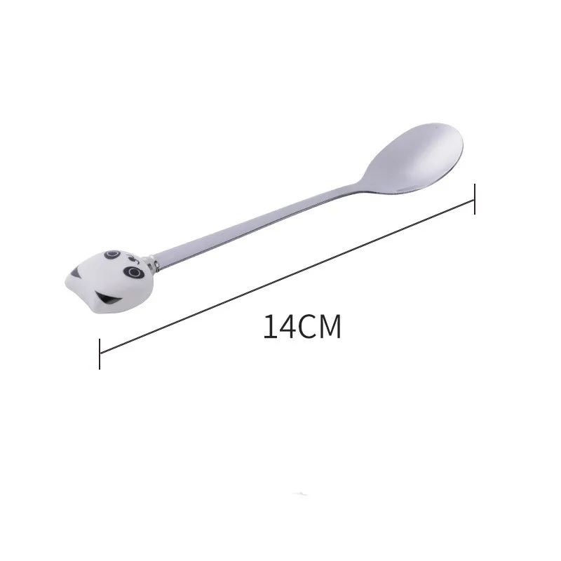 Милая мультяшная ложка для кофе и чая с животными кошкой пандой Кроликом