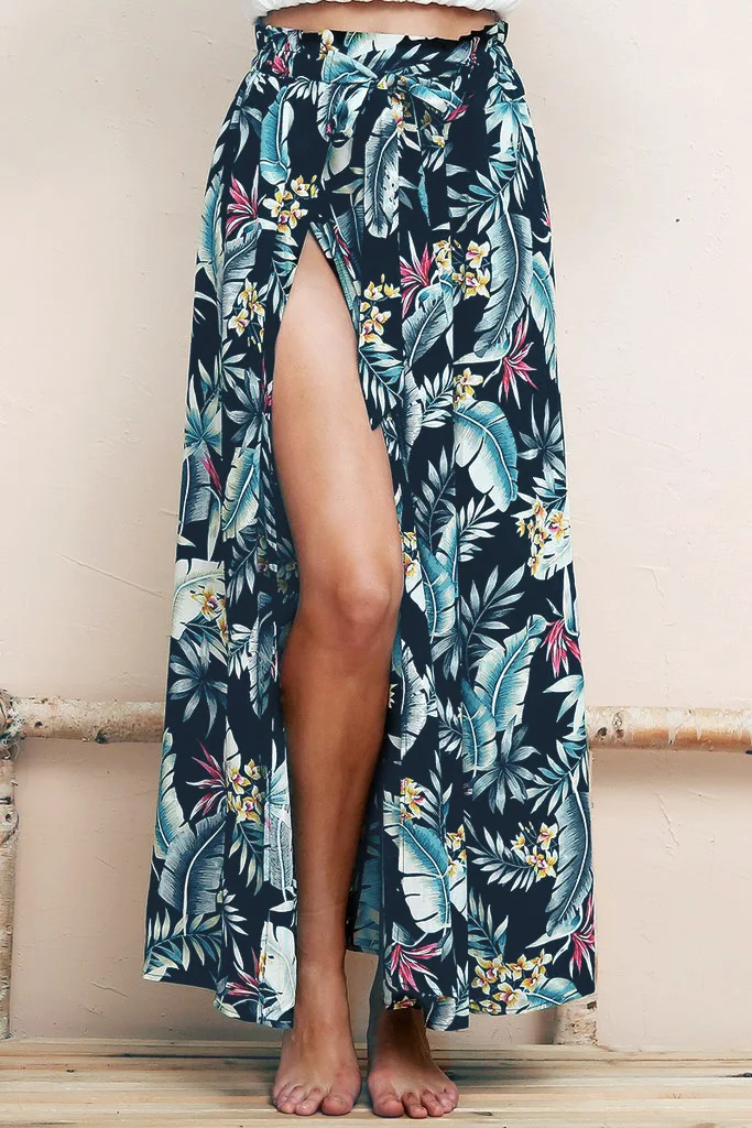 

Spring/Summer Skirt Seaside Holiday High Split Tropical Landscape Dress Women's Elegant Fashion Straight Woman Dress