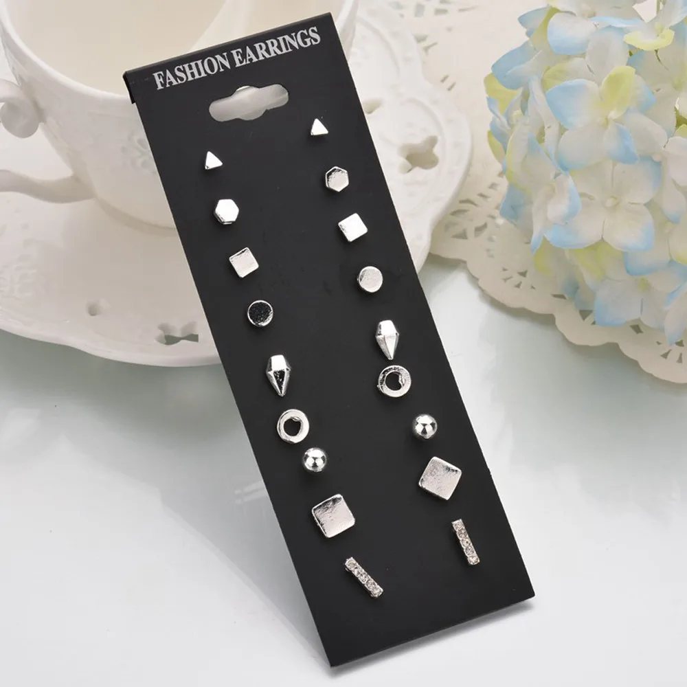 Fashion Earrings Ear Ring Set Combination Of 9 Sets Simple Beautiful Stud for Women Girls Jewelry Gift 2019 A1 | Украшения и