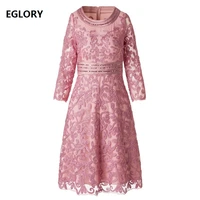 sequined dress 2020 spring summer vestidos special occasion women allover appliques embroidery 34 sleeve wine red pink dress
