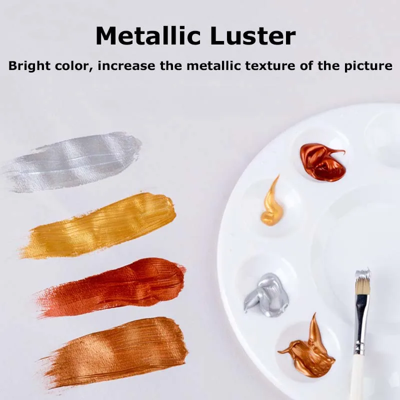 50 мл металлическая цветная акриловая краска для текстильного рисования стены
