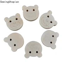 100pcs 2 holes wood bear sewing buttons for kids clothes scrapbooking decorative wooden button handicraft diy accessories