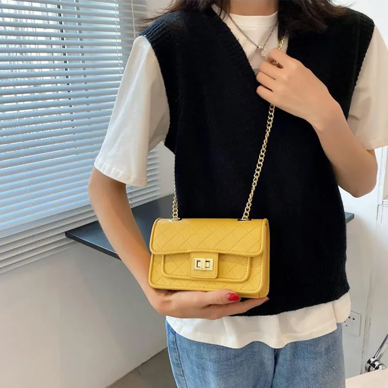 

Fashionable Purses Women's Shoulder Bags 2021 Chain Crossbody Bags Purses and Handbag Women Clutch Lozenge Bag Solid Color Bags