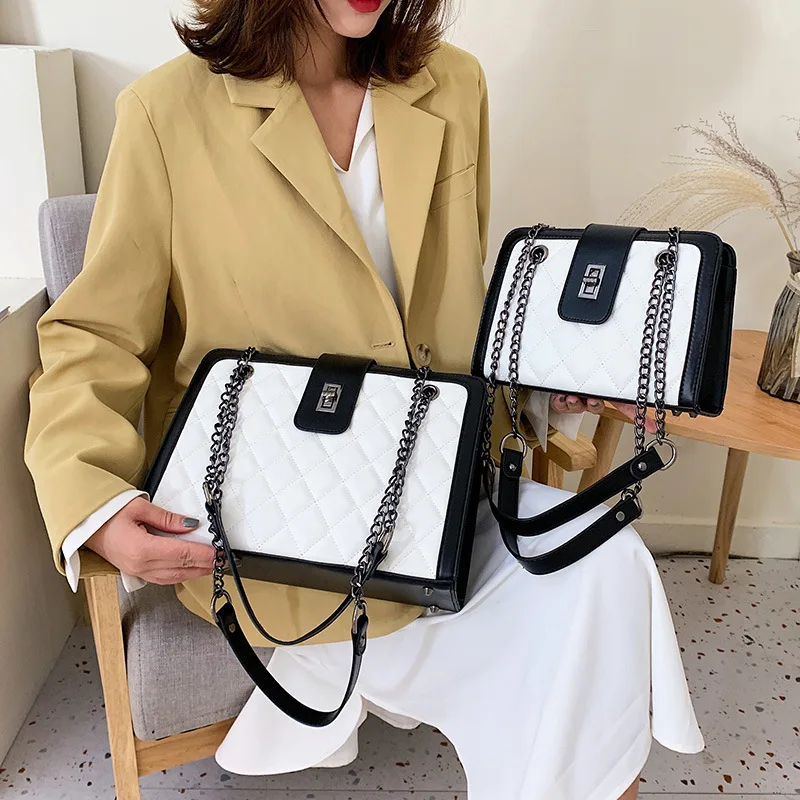 

2021 New Trendy Trend Korean Version Of one Shoulder Messenger Bag Fashion Embroidery Thread Rhombus Chain Small Square Bag