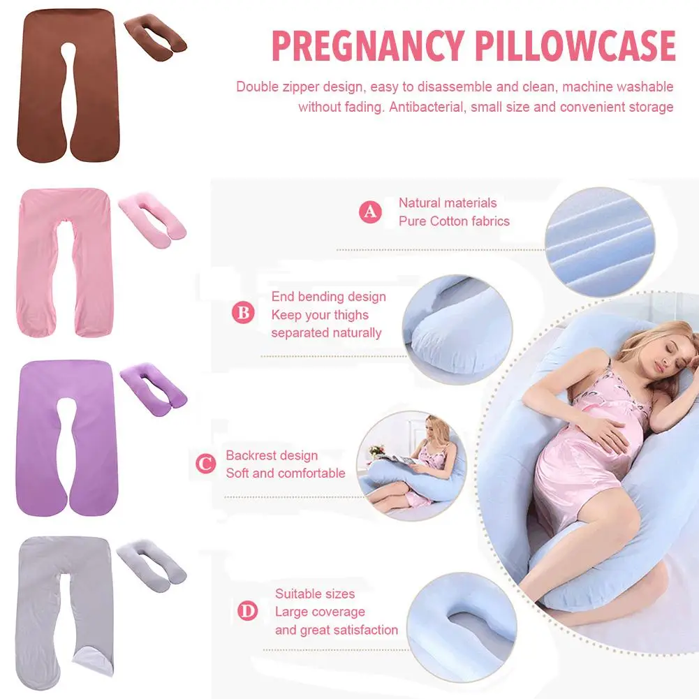 

Pure Cotton Pregnancy Pillow Cover U Shaped 140x80cm Comfortable Multifunctional Maternity Body Removable Pillow Case