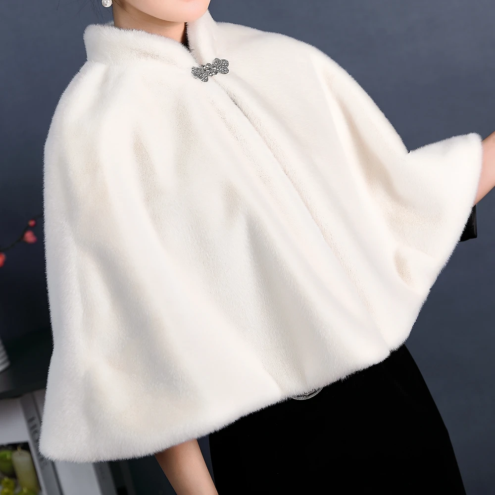 Faux Fur Party Wrap Winter Warm Bridal Bolero Ivory High Quality Wedding Coat Neck Cape wholesale | Свадьбы и торжества