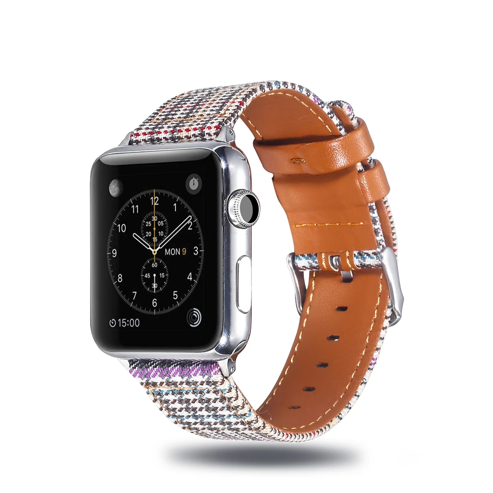 Холщовый ремешок для часов для Apple Watch 38 мм 42 мм 40 мм 44 мм нейлоновый кожаный ремешок для часов браслет для iWatch Series 5/4/3/2/1