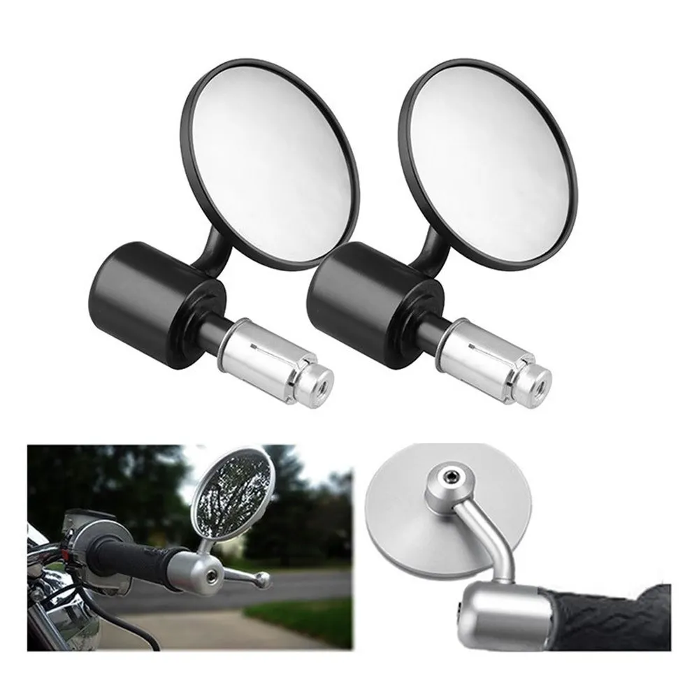 

7/8" 22MM Exterior Diameter Handlebar Rotatable Collapsible Aluminum Round Shape Motorcycle Bar End Rearview Convex Side Mirror