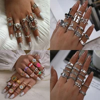 2022 vintage cool spider knuckle rings set for women boho cross midi joint finger ring goth alt carved flowers crystal jewelry