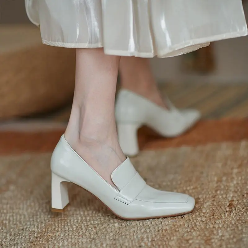 

2021 New White Women Pumps Spring/Autumn Fashion Square-head Womans Office High Heels Black Female Dress Heels Sexy Party Shoes