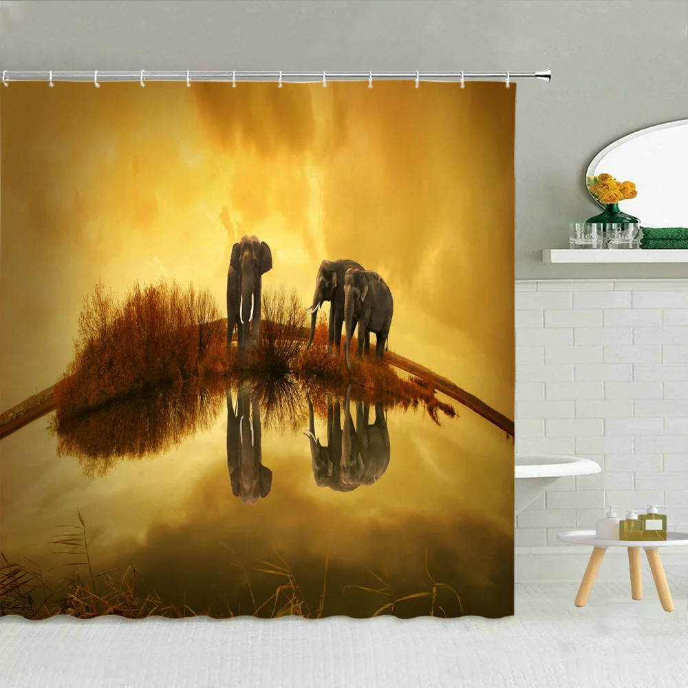 Закат декорации душевая Шторы Таиланд Слон Орел море пейзаж Ванная комната Декор