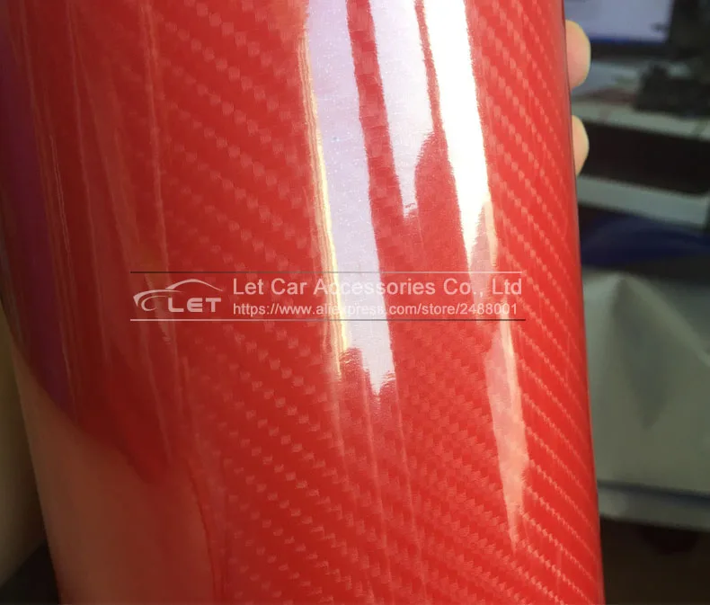Виниловая пленка 5D для стайлинга автомобиля Глянцевая красная из углеродного
