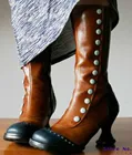 Женские сапоги до середины икры; chaussure booties; Теплые размера плюс из искусственной кожи на высоком каблуке; zapatos mujer sapato; H798