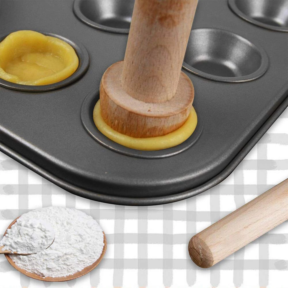 Двусторонний толкатель для кондитерских изделий портативный деревянный тампер