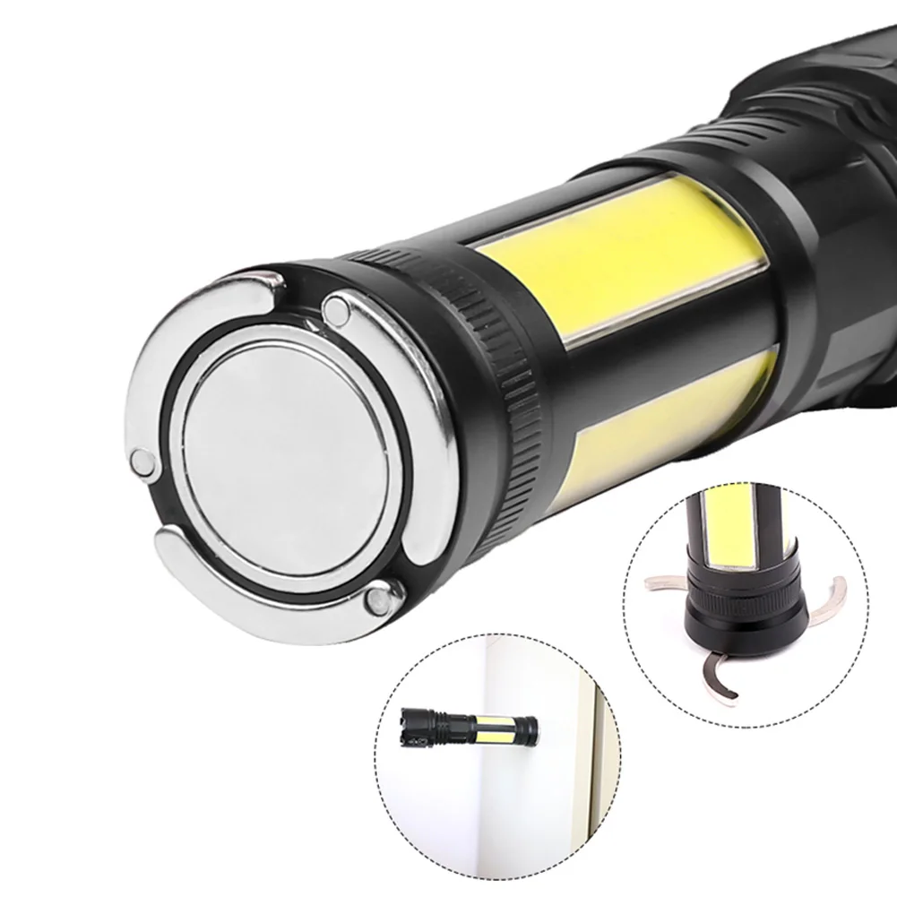 구매 P90 줌이 가능한 손전등 USB 충전 LED 작업 조명 COB 토치 비상 조명 야외 캠핑 램프 자석 수리 라이트 랜턴